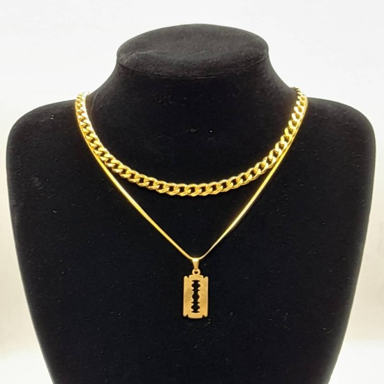 Cuban with Steel Chain and Pendant 34 Cuban with Steel Chain and Pendant 34